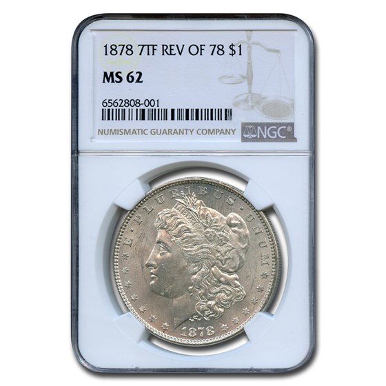 1878 Morgan Dollar 7 TF Rev of 78 MS-62 NGC 1878 Morgan Dollar 7 TF Rev of 78 MS-62 NGC