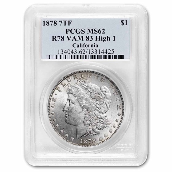 1878 Morgan Dollar 7 TF Rev of 78 MS-62 PCGS (VAM 83, High 1) 1878 Morgan Dollar 7 TF Rev of 78 MS-62 PCGS (VAM 83, High 1)