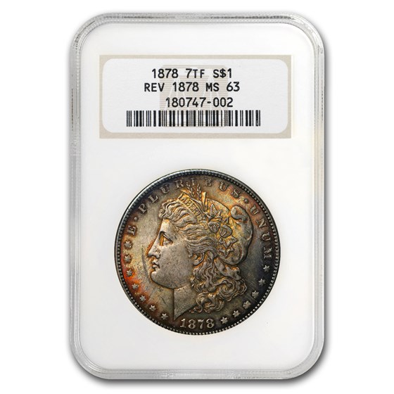 1878 Morgan Dollar 7 TF Rev of 78 MS-63 NGC (Beautifully Toned) 1878 Morgan Dollar 7 TF Rev of 78 MS-63 NGC (Beautifully Toned)