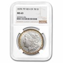 1878 Morgan Dollar 7 TF Rev of 78 MS-63 NGC