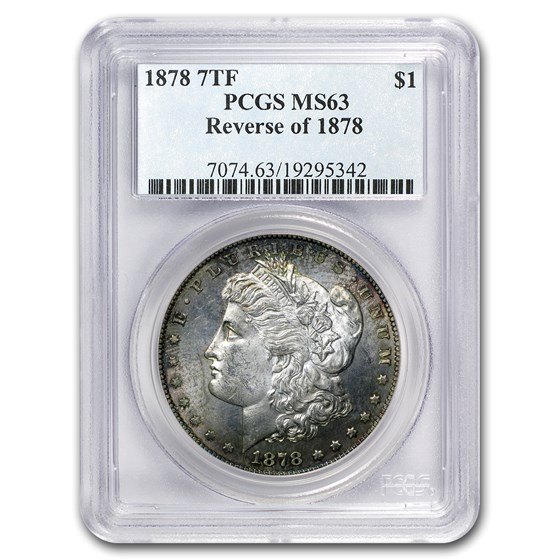 1878 Morgan Dollar 7 TF Rev of 78 MS-63 PCGS (Toned) 1878 Morgan Dollar 7 TF Rev of 78 MS-63 PCGS (Toned)