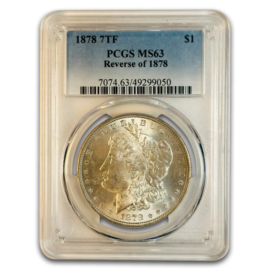 1878 Morgan Dollar 7 TF Rev of 78 MS-63 PCGS (Toned)