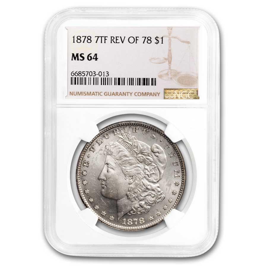 1878 Morgan Dollar 7 TF Rev of 78 MS-64 NGC (Nice Toned Reverse)