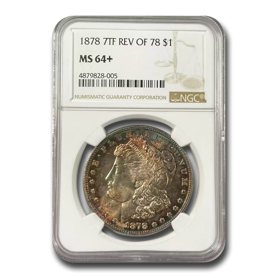 1878 Morgan Dollar 7 TF Rev of 78 MS-64+ NGC