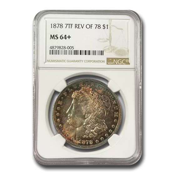 1878 Morgan Dollar 7 TF Rev of 78 MS-64+ NGC 1878 Morgan Dollar 7 TF Rev of 78 MS-64+ NGC