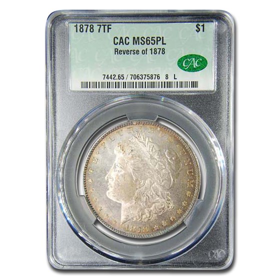 1878 Morgan Dollar 7 TF Rev of 78 MS-65 CACG (PL) 1878 Morgan Dollar 7 TF Rev of 78 MS-65 CACG (PL)