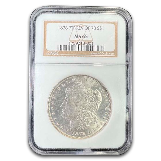 1878 Morgan Dollar 7 TF Rev of 78 MS-65 NGC