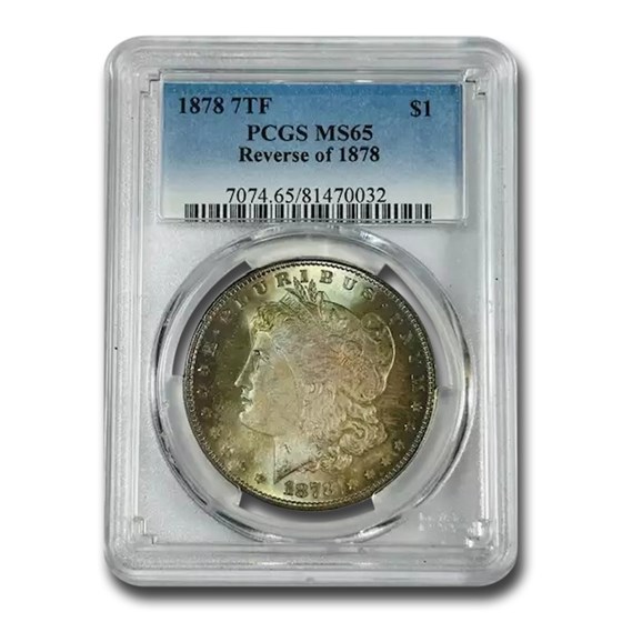 1878 Morgan Dollar 7 TF Rev of 78 MS-65 PCGS (Beautiful Toning) 1878 Morgan Dollar 7 TF Rev of 78 MS-65 PCGS (Beautiful Toning)