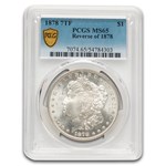1878 Morgan Dollar 7 TF Rev of 78 MS-65 PCGS
