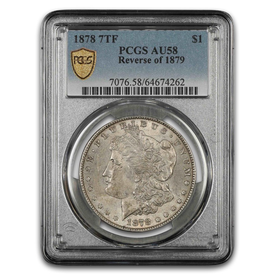 1878 Morgan Dollar 7 TF Rev of 79 AU-58 PCGS