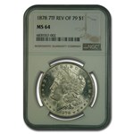1878 Morgan Dollar 7 TF Rev of 79 MS-64 NGC