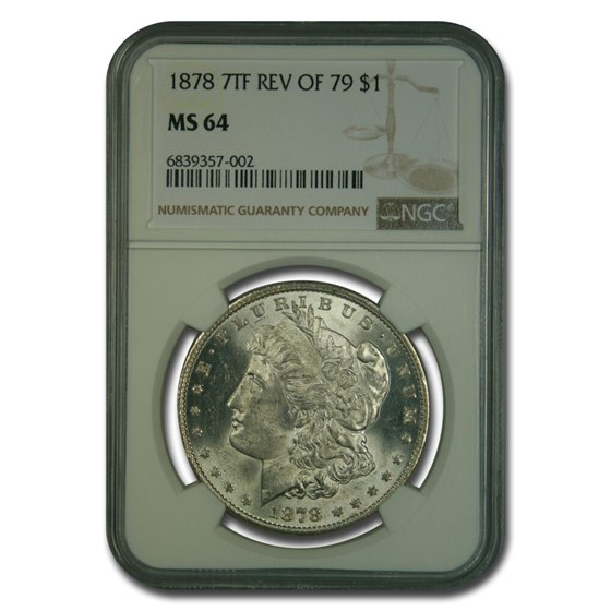 1878 Morgan Dollar 7 TF Rev of 79 MS-64 NGC 1878 Morgan Dollar 7 TF Rev of 79 MS-64 NGC