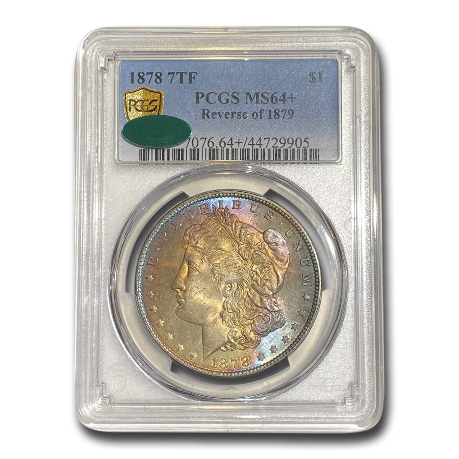 1878 Morgan Dollar 7TF Rev of 79 MS-64+ PCGS CAC