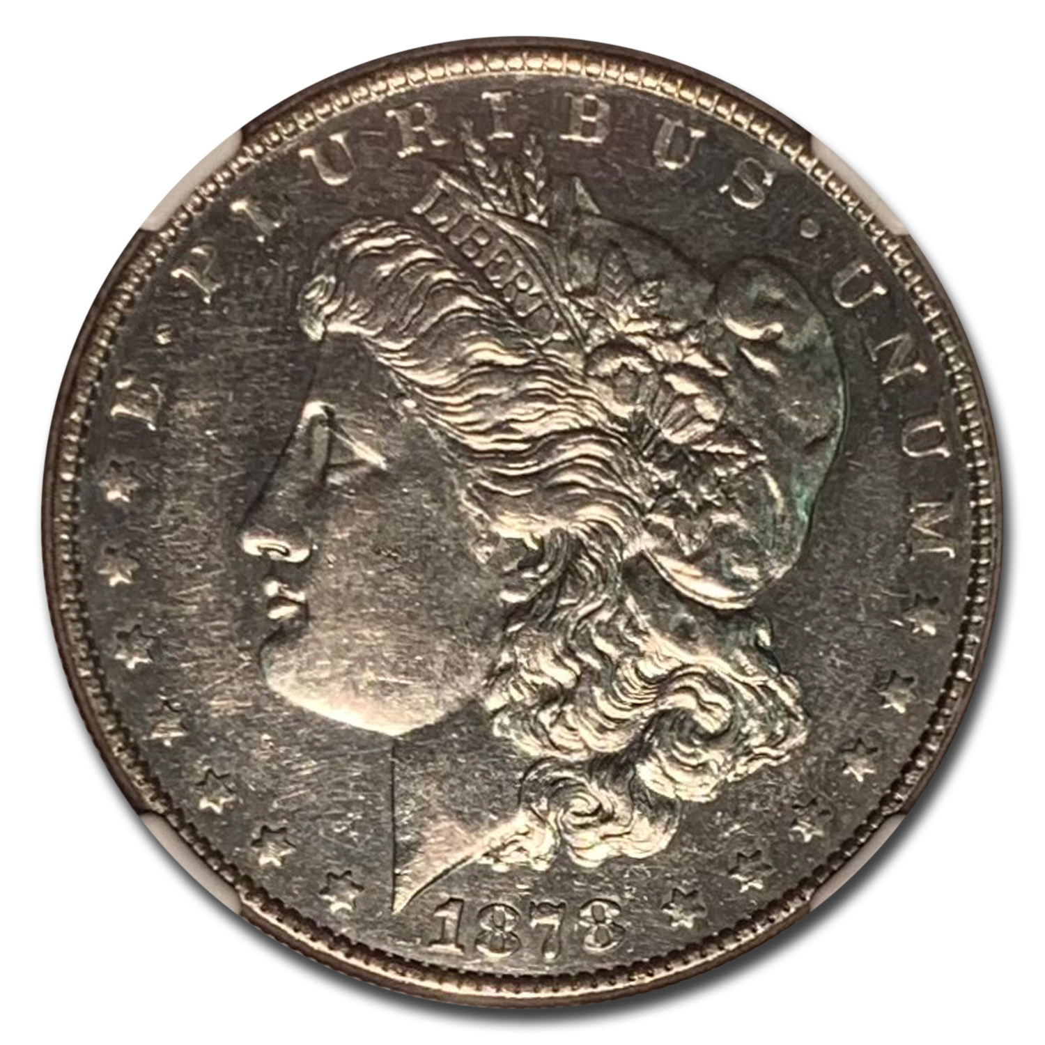 1878 Morgan Dollar 8 TF AU-58 NGC (VAM-14.5 Spiked 