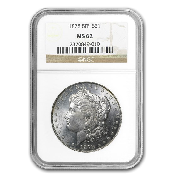 1878 Morgan Dollar 8 TF MS-62 NGC