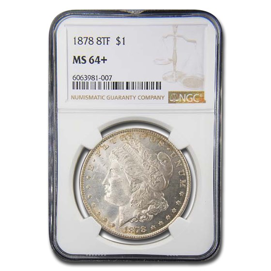 1878 Morgan Dollar 8 TF MS-64+ NGC