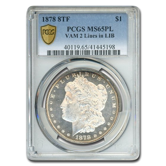 1878 Morgan Dollar 8 TF MS-65 PCGS (PL, VAM 2 Lines in LIB) 1878 Morgan Dollar 8 TF MS-65 PCGS (PL, VAM 2 Lines in LIB)