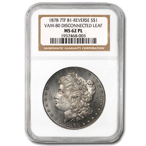 1878 Morgan Dollar MS-62 PL NGC (VAM-8, Disconnected Leaf) 1878 Morgan Dollar MS-62 PL NGC (VAM-8, Disconnected Leaf)