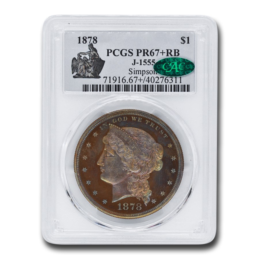 1878 Morgan Dollar Pattern PR-67+ PCGS CAC (Red/Brown J-1555)