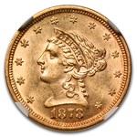 1878-S $2.50 Liberty Gold Quarter Eagle MS-62 NGC