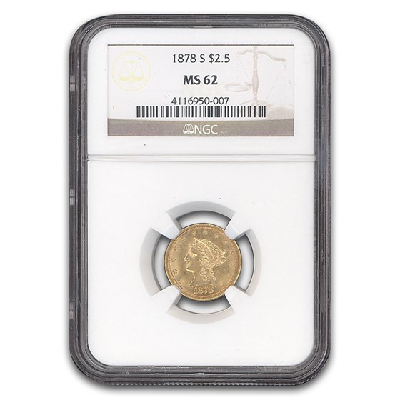 1878-S $2.50 Liberty Gold Quarter Eagle MS-62 NGC
