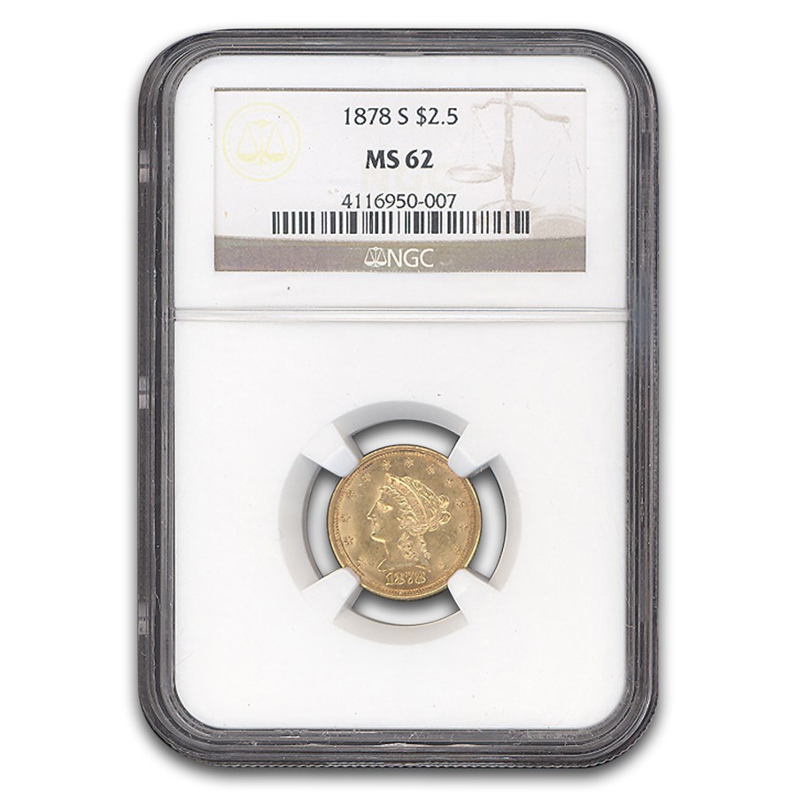 1878-S $2.50 Liberty Gold Quarter Eagle MS-62 NGC