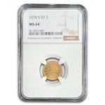 1878-S $2.50 Liberty Gold Quarter Eagle MS-64 NGC