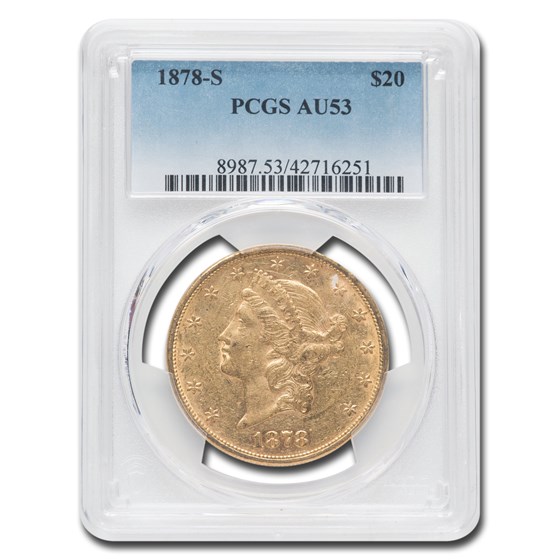 1878-S $20 Liberty Gold Double Eagle AU-53 PCGS 1878-S $20 Liberty Gold Double Eagle AU-53 PCGS