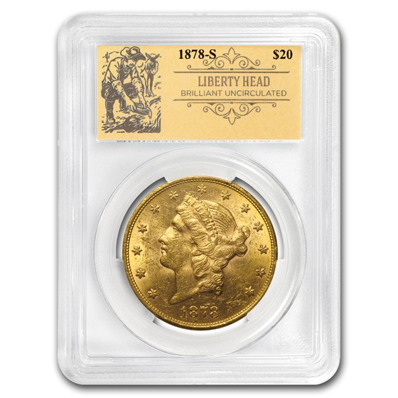 1878-S $20 Liberty Gold Double Eagle BU PCGS (Prospector Label) 1878-S $20 Liberty Gold Double Eagle BU PCGS (Prospector Label)