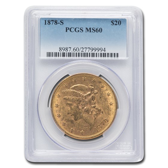 1878-S $20 Liberty Gold Double Eagle MS-60 PCGS 1878-S $20 Liberty Gold Double Eagle MS-60 PCGS