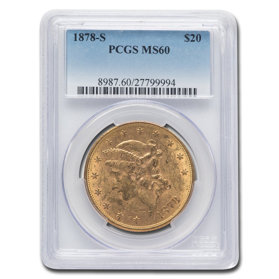 1878-S $20 Liberty Gold Double Eagle MS-60 PCGS