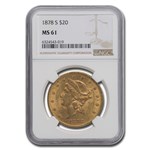 1878-S $20 Liberty Gold Double Eagle MS-61 NGC