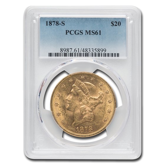 1878-S $20 Liberty Gold Double Eagle MS-61 PCGS