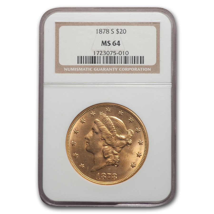 1878-S $20 Liberty Gold Double Eagle MS-64 NGC