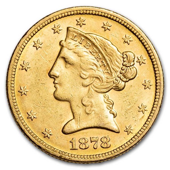 1878-S $5 Liberty Gold Half Eagle AU 1878-S $5 Liberty Gold Half Eagle AU