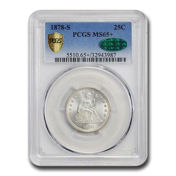 1878-S Liberty Seated Quarter MS-65+ PCGS CAC 1878-S Liberty Seated Quarter MS-65+ PCGS CAC
