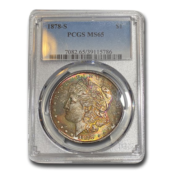 1878-S Morgan Dollar MS-65 PCGS (Blue & Purple Toning) 1878-S Morgan Dollar MS-65 PCGS (Blue & Purple Toning)