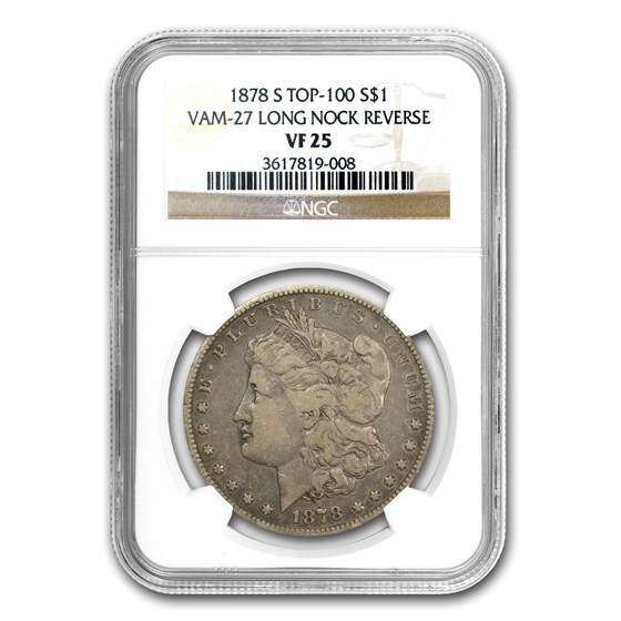 1878-S Morgan Dollar VF-25 NGC (VAM-27, Long Nock, Top-100) 1878-S Morgan Dollar VF-25 NGC (VAM-27, Long Nock, Top-100)