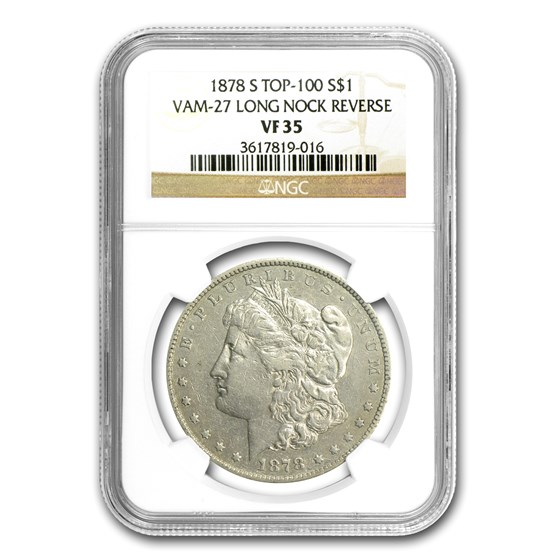 1878-S Morgan Dollar VF-35 NGC (VAM-27, Long Nock, Top-100) 1878-S Morgan Dollar VF-35 NGC (VAM-27, Long Nock, Top-100)