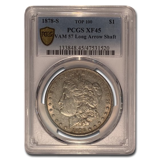 1878-S Morgan Dollar XF-45 PCGS (VAM 57 Long Arrow Shaft Top-100) 1878-S Morgan Dollar XF-45 PCGS (VAM 57 Long Arrow Shaft Top-100)
