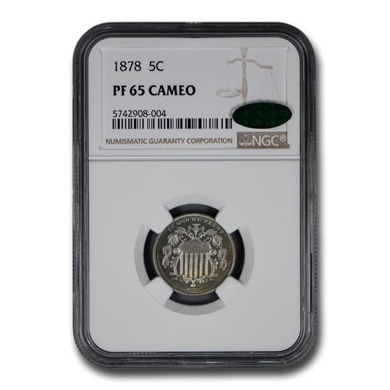 1878 Shield Nickel PF-65 Cameo NGC CAC 1878 Shield Nickel PF-65 Cameo NGC CAC