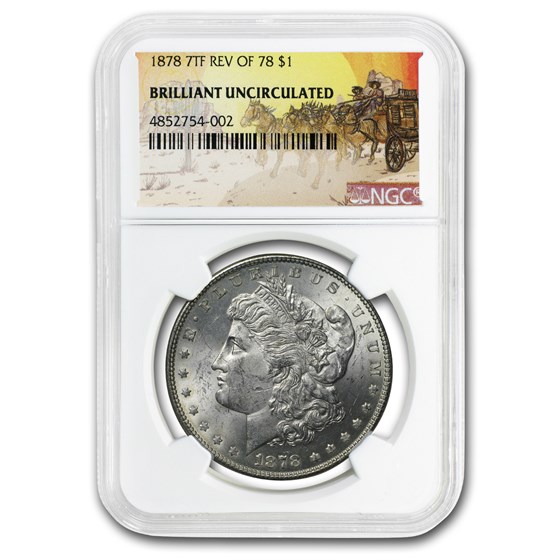 1878 Stage Coach Morgan Dollar 7 Tailfeathers Rev of 78 BU NGC 1878 Stage Coach Morgan Dollar 7 Tailfeathers Rev of 78 BU NGC