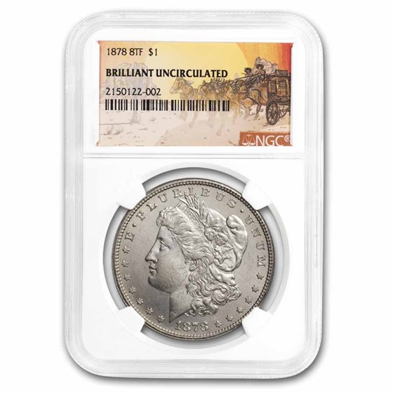 1878 Stage Coach Silver Dollar 8 Tailfeather BU NGC 1878 Stage Coach Silver Dollar 8 Tailfeather BU NGC