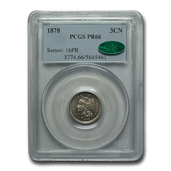 1878 Three Cent Nickel PR-66 PCGS CAC 1878 Three Cent Nickel PR-66 PCGS CAC