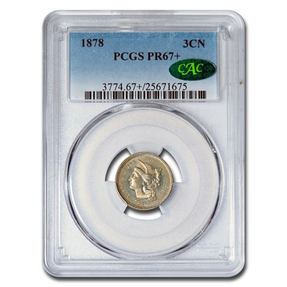1878 Three Cent Nickel PR-67+ PCGS CAC 1878 Three Cent Nickel PR-67+ PCGS CAC