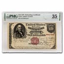 1879 $10.00 US Refunding Certificate CH VF-35 PMG (Fr#214)