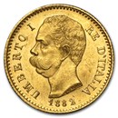 1879-1897 Italy Gold 20 Lire Umberto I AU
