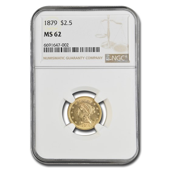 1879 $2.50 Liberty Gold Quarter Eagle MS-62 NGC