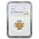1879 $2.50 Liberty Gold Quarter Eagle MS-64 NGC