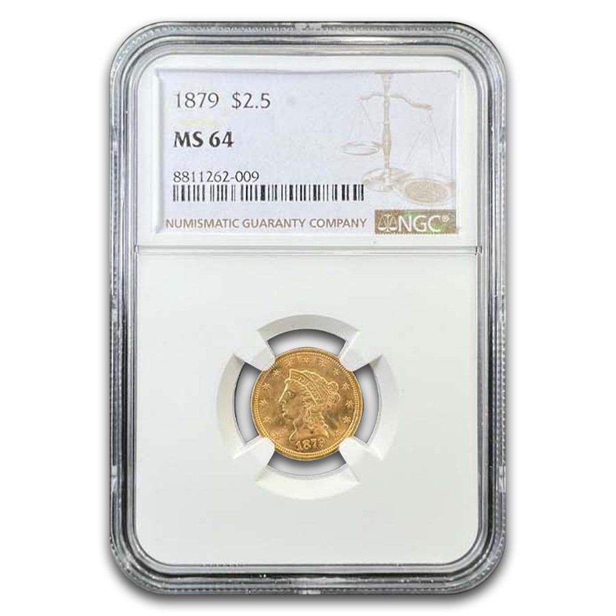 1879 $2.50 Liberty Gold Quarter Eagle MS-64 NGC